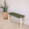 Moroccan bench in raw wood and navy blue braiding