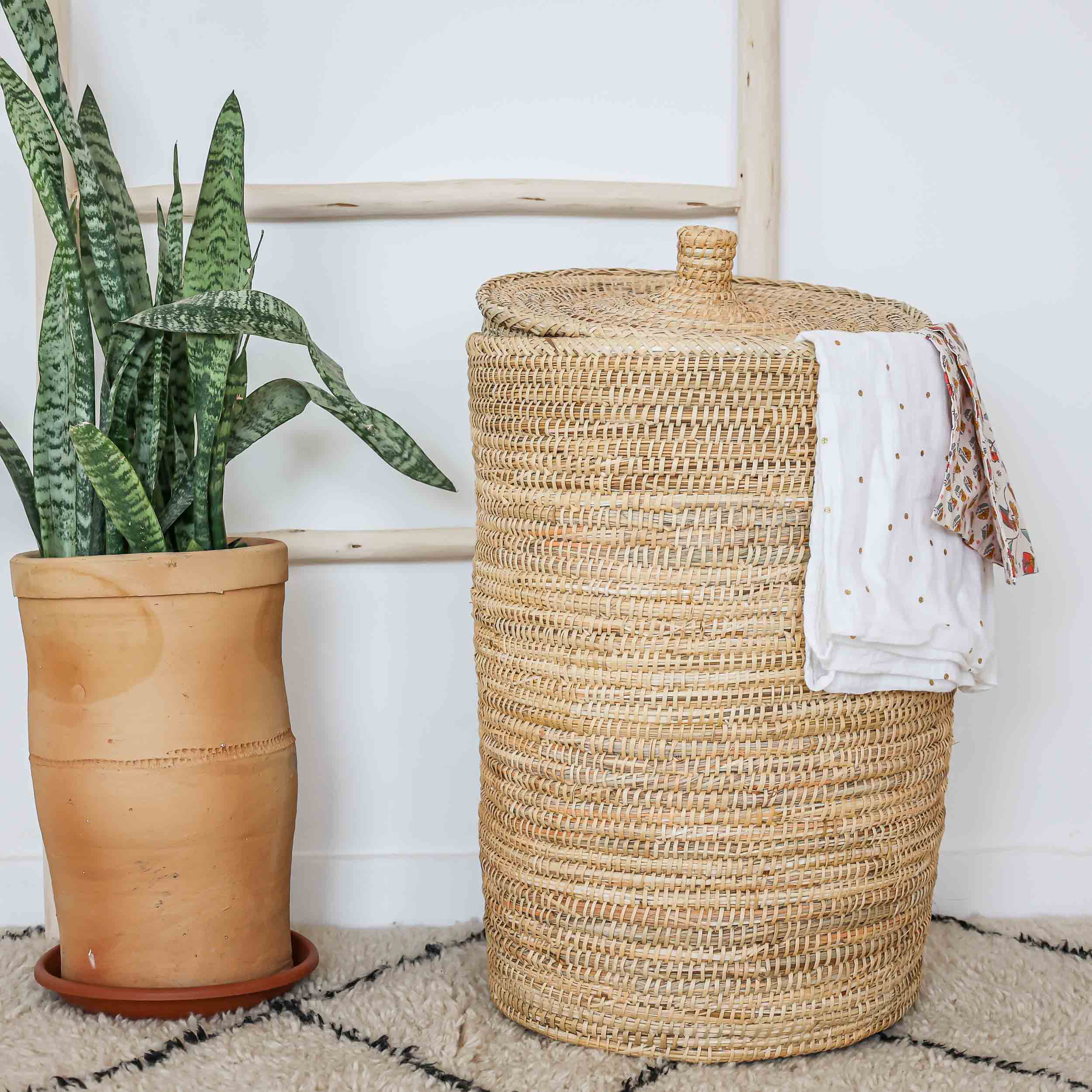 Panier de rangement en osier avec couvercle personnalisé - Linge sale –  Bohome Living