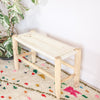 Moroccan bench in raw wood and navy blue braiding