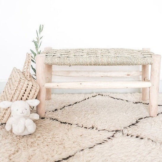 Banc-coffre à jouets en bois massif à fermeture douce blanc et naturel - Roba