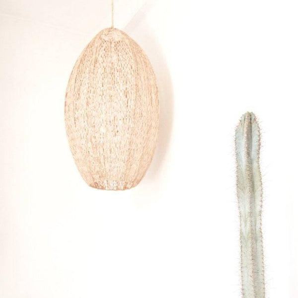 Lampe osier suspension raphia rotin chambre salon décoration intérieur bohème artisanat marocain palmier tressé boho