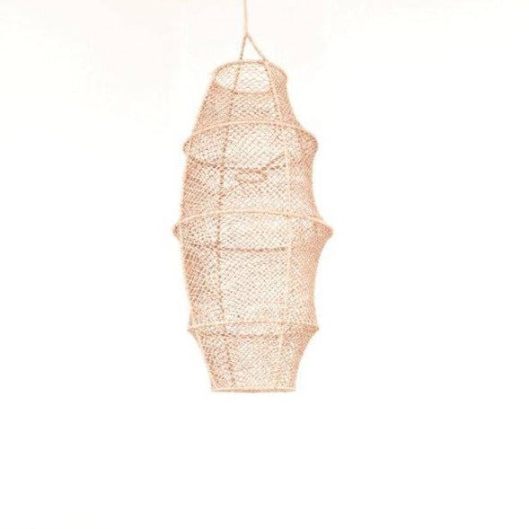 Lampe osier suspension raphia rotin chambre salon décoration intérieur bohème artisanat marocain palmier tressé boho (1)