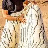Tapis berbere noir et blanc, Azilal 100% laine